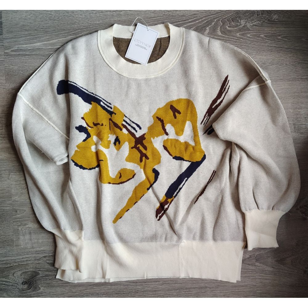 ETCYY NEW Abstract Womens Sweater XL NEW Oversized Fit